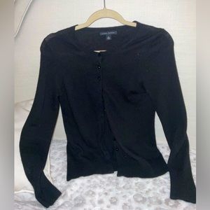 BANANA REPUBLIC BLACK SMALL CARDIGAN CLASSIC SWEATER BUTTON UP fine wool